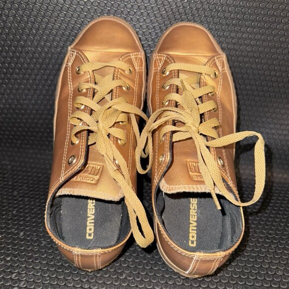 Converse All Star Chuck Taylor OX Leather Metallic Gold Sneakers Shoes Men’s 5.5 - Picture 6 of 8